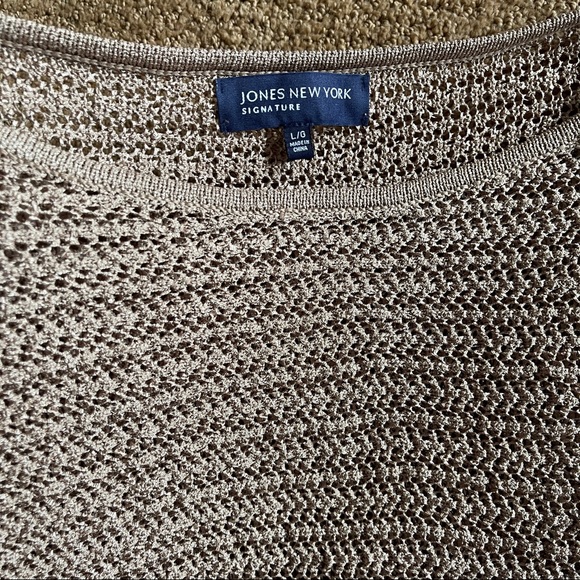 Jones New York Sweater Lightweight Bronze Color Loose Knit Size Large - Picture 3 of 5